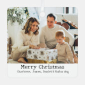 2 Foto Vrolijk Kerstfeest gepersonaliseerd Metalen Ornament (Voorkant)