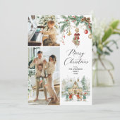 2 Foto Vrolijk Kerstfeest Schattige Carolers Winte Feestdagenkaart (Staand voorkant)