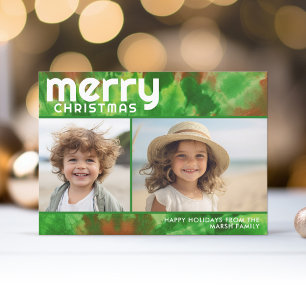 2 foto- Vrolijk kerstfeest - Stropdas-kleurstof ro Feestdagenkaart