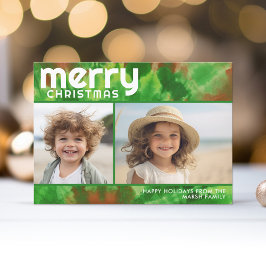 2 foto- Vrolijk kerstfeest - Stropdas-kleurstof ro Feestdagenkaart