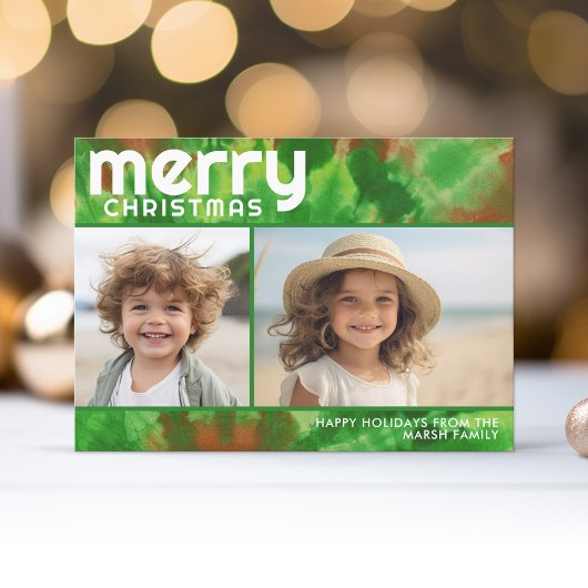 2 foto- Vrolijk kerstfeest - Stropdas-kleurstof ro Feestdagenkaart