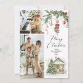 2 Foto Vrolijk Kerstfeest Winter Greenery Foliage Feestdagenkaart (Voorkant)