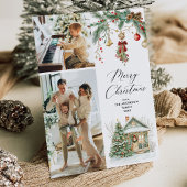 2 Foto Vrolijk Kerstfeest Winter Greenery Foliage Feestdagenkaart