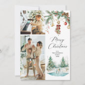 2 Foto Vrolijk Kerstfeest Winter Scene & Mistletoe Feestdagenkaart (Voorkant)