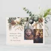 2 Foto Waterverf Garland Botanical Feestdagenkaart (Staand voorkant)