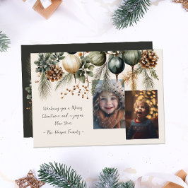 2 Foto Waterverf Garland Botanical Feestdagenkaart