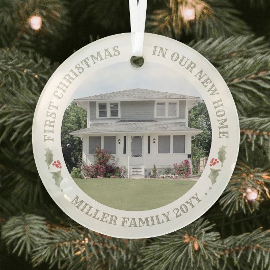 2 Foto Waterverf Holly New Home Eerste Kerstmis Glas Ornament