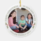 2 Foto Waterverf Holly New Home Eerste Kerstmis Keramisch Ornament (Achterkant)