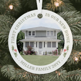 2 Foto Waterverf Holly New Home Eerste Kerstmis Metalen Ornament