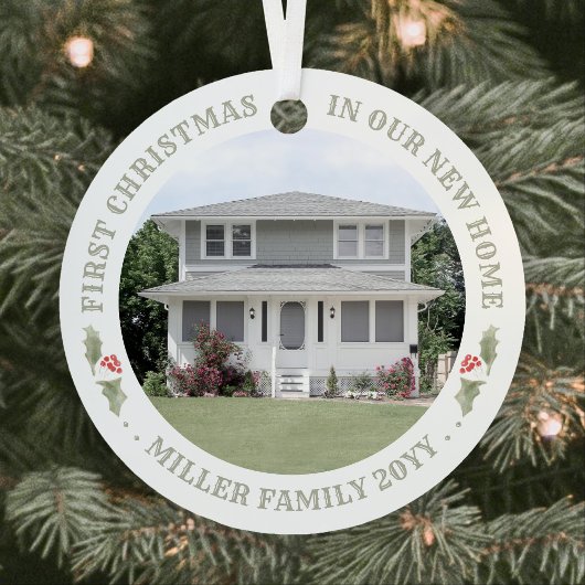 2 Foto Waterverf Holly New Home Eerste Kerstmis Metalen Ornament