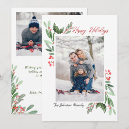 2 FOTO Waterverf Mistletoe Holly Berry Kerstmis Feestdagenkaart