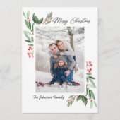 2 FOTO Waterverf Mistletoe Holly Berry Kerstmis Feestdagenkaart (Voorkant)