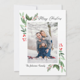 2 FOTO Waterverf Mistletoe Holly Berry Kerstmis Feestdagenkaart