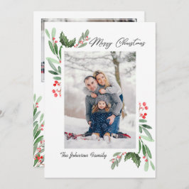 2 FOTO Waterverf Mistletoe Holly Berry Kerstmis Feestdagenkaart