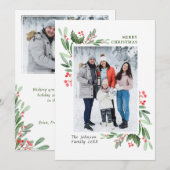 2 FOTO Waterverf Mistletoe Holly Berry Kerstmis Feestdagenkaart (Voorkant / Achterkant)