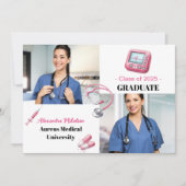 2 Foto Waterverf Roze Verpleegschool Afstuderen Aankondiging (Voorkant)