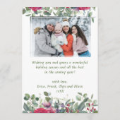 2 FOTO Waterverf Winter Rozen kerstmis Feestdagenkaart (Achterkant)