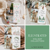 2 Foto Wavy grillige hand getrokken kerst Kaart