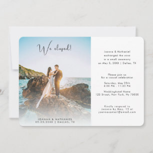 2 Foto We eloped Elegant Marriage Announance Kaart