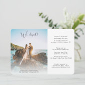 2 Foto We Eloped Elegante Trouwkaart  Kaart (Staand voorkant)