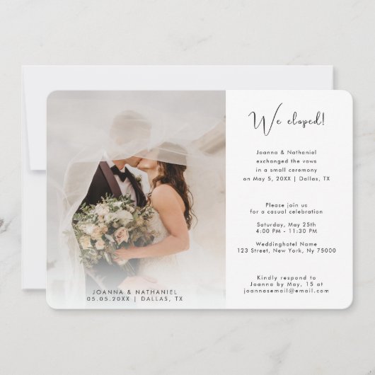 2 Foto We Eloped Net Getrouwd Aankondiging Eenvoud (Voorkant)