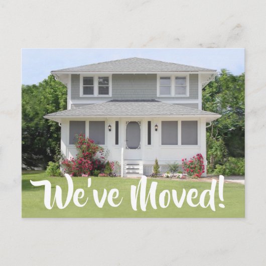 2 Foto We hebben Script New Change of Address verp Aankondigingskaart (Voorkant)