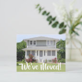 2 Foto We hebben Script New Change of Address verp Aankondigingskaart (Staand voorkant)