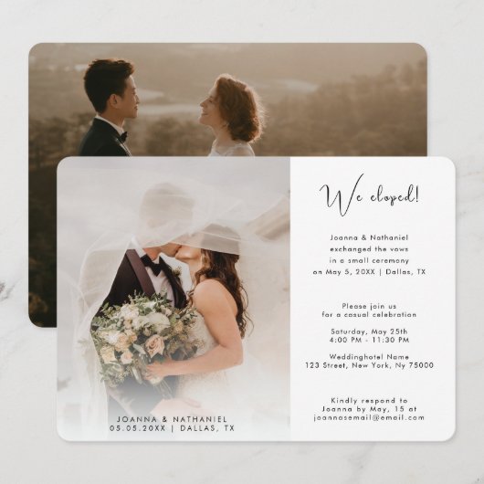 2 Foto We Verlaten Net Getrouwd Aankondiging Eenvo (Voorkant / Achterkant)