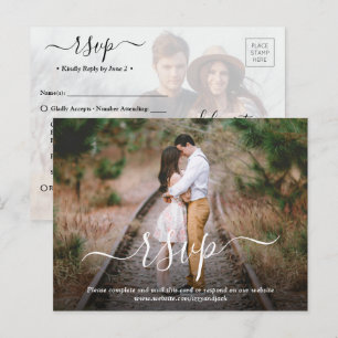2 Foto Wedding RSVP Meal Choice Song Request Uitnodiging Briefkaart