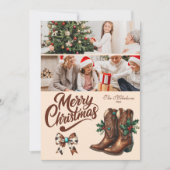 2 Foto Western Bow & Boots Kerst Feestdagenkaart (Voorkant)