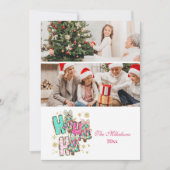 2 Foto Whimsical Ho Ho Kerstfamilie Feestdagenkaart (Voorkant)