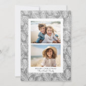 2 Foto White Border met Whimsical Pine Branches Feestdagenkaart (Voorkant)