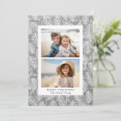 2 Foto White Border met Whimsical Pine Branches Feestdagenkaart (Staand voorkant)