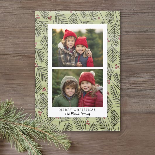 2 Foto witte kerstbijkantoren Witte rand Feestdagenkaart