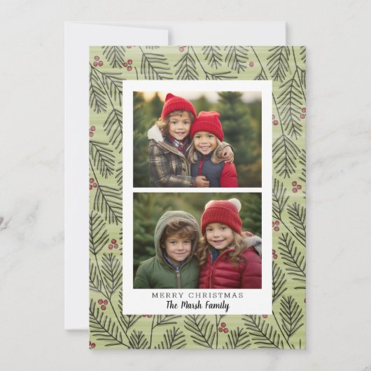 2 Foto witte kerstbijkantoren Witte rand Feestdagenkaart (Voorkant)