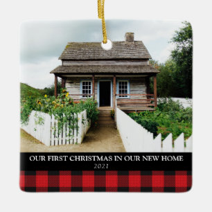 2 FOTO XMAS-NIEUWE HOME BUFFALO PLAID CHRISTMAS CE KERAMISCH ORNAMENT
