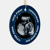 2 foto Zwangerschap Aankondiging verwacht ouders Keramisch Ornament (Rechts)