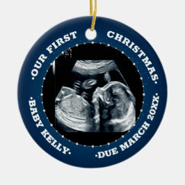 2 foto Zwangerschap Aankondiging verwacht ouders Keramisch Ornament