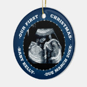 2 foto Zwangerschap Aankondiging verwacht ouders Keramisch Ornament (Links)