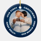 2 foto Zwangerschap Aankondiging verwacht ouders Keramisch Ornament (Achterkant)