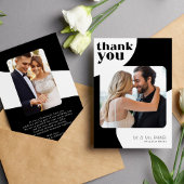 2 foto zwart-wit bruiloft dank u kaart