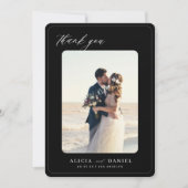 2 foto zwart-wit elegante bruiloft bedankkaart (Voorkant)