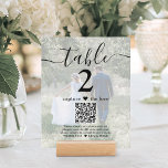 2 Fotobruiloft Website QR Code Black Table Number<br><div class="desc">Voeg een gepersonaliseerde afwerkingsaanraking aan de decoraties van de trouwreceptie met de de lijstaantalkaarten van de douanefoto & QR van de Code toe. De afbeeldingen en al tekst zijn eenvoudig aan te passen, en kunnen verschillend of het zelfde op voor en rug zijn. Als de voorkeur uitgaat naar "de liefde...</div>