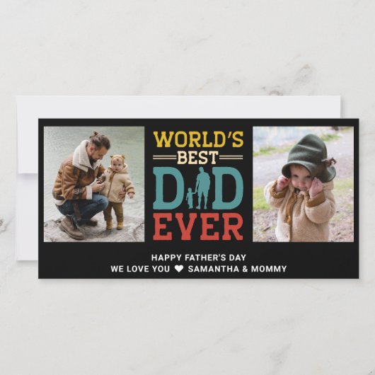 2 fotocollage beste papa ooit elke groet toevoegen kaart (Voorkant)