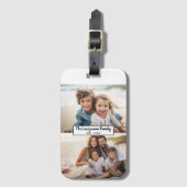 2 Fotocollage Familienaam - Horizontale foto's Bagagelabel (Voorkant (verticaal))