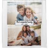 2 Fotocollage Familienaam - Horizontale foto's Douchegordijn (Voorkant)