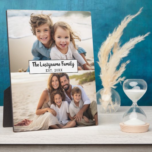 2 Fotocollage Familienaam - Horizontale foto's Fotoplaat (Zijkant)