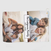 2 Fotocollage Familienaam - Horizontale foto's Golfhanddoek (Horizontaal)