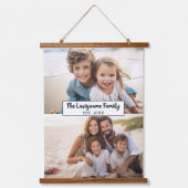 2 Fotocollage Familienaam - Horizontale foto's Hangend Wandkleed (Voorkant)