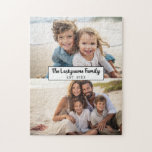 2 Fotocollage Familienaam - Horizontale foto's Legpuzzel<br><div class="desc">Gebruik maximaal twee horizontale of selfie-telefoonfoto's om een uniek en persoonlijk geschenk te creëer. Als u de afbeeldingen moet aanpassen,  klikt u op het gereedschap Aanpassen om wijzigingen aan te brengen.</div>